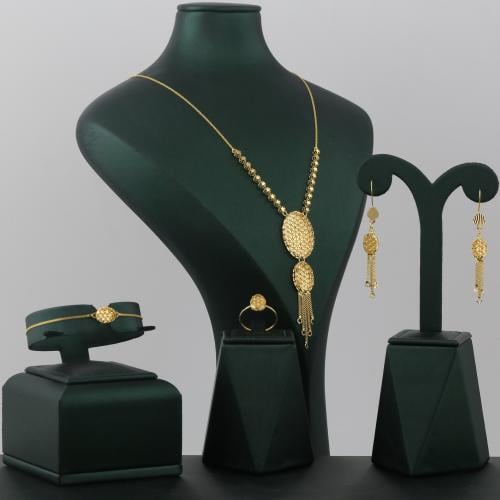 طقم ذهب نجوم بيضاوي شبكي - عيار 21