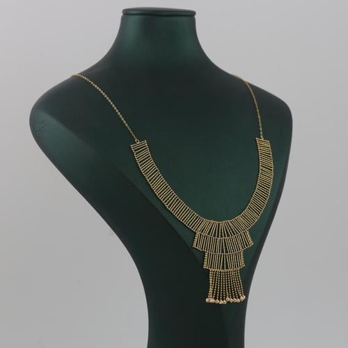 طقم ذهب بتصميم اعمدة لماعة مميز - عيار 21