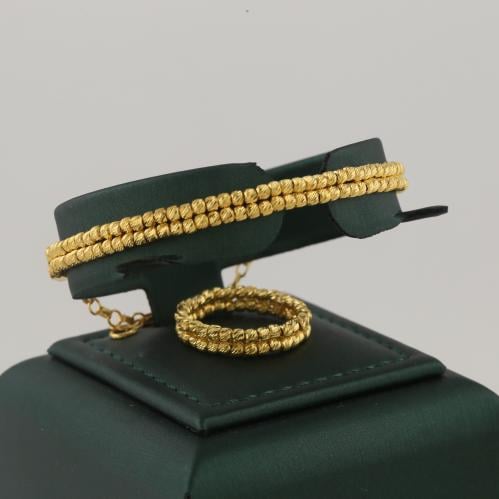 اسوارة وخاتم ذهب صفين كرات الليزر - عيار 21