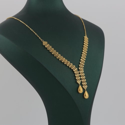 طقم ذهب معين مع دمعة مطفية - عيار 21