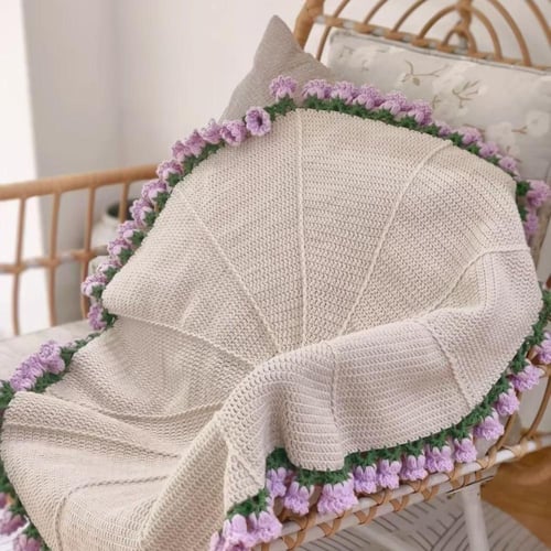 مفرش الباقة التريند – قطعة ديكور كروشيه (1 متر)