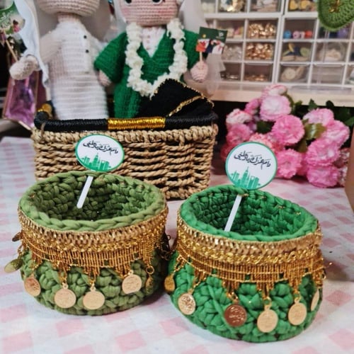 سله مزينه بإطار ذهبي _شعبي