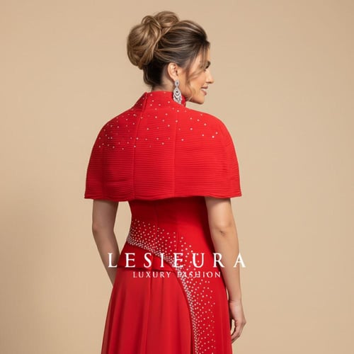 فستان لوبيرا الاحمر مع كيب منفصل