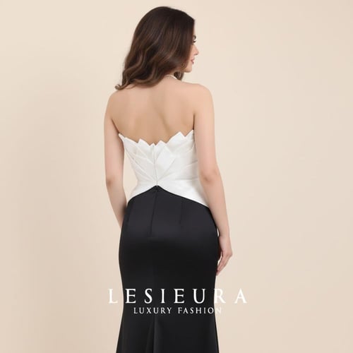 فستان سهرة فاخر بقصة صدر على شكل زهرة اللوتس