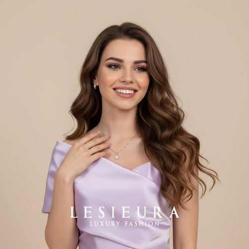 فستان بنفسجي ناعم مع قصة كتف مميزة