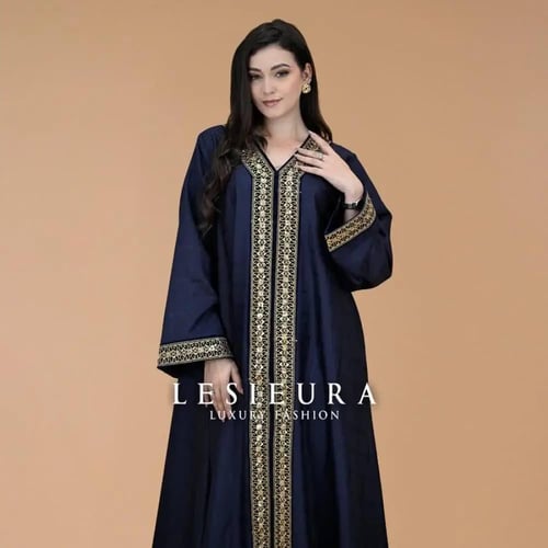 جلابيه باللونين الكحلي والذهبي