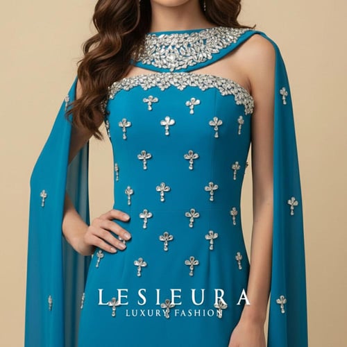 فستان فيرساي دو غراس التركوازي الفاخر