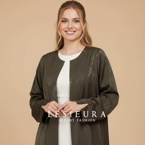 عباية غرين مع فستان عبايه