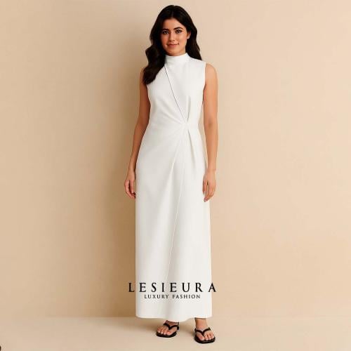 فستان تحت العبايه لينورا باللون الابيض