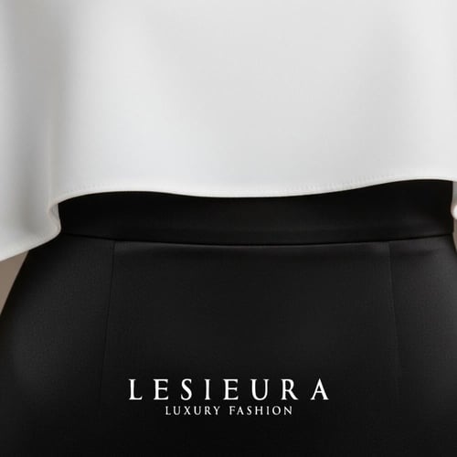 فستان اسود ناعم مع قطعة بيضاء منسدلة