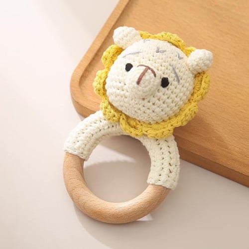 عضاضة أطفال مصنوعة يدوياً على شكل أسد