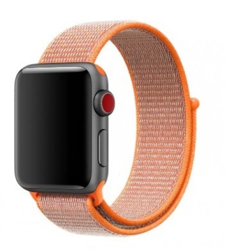 سوار برتقالي قماش ساعة ابل Orange nylon strap