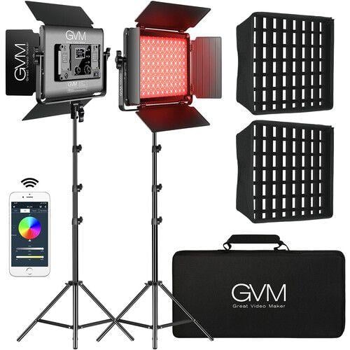 GVM RGB LED Studio Video Light Bi-Color Soft 2-Lig...