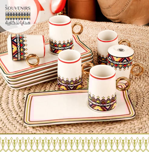 طقم بيالات شاي بصحن 6 قطع