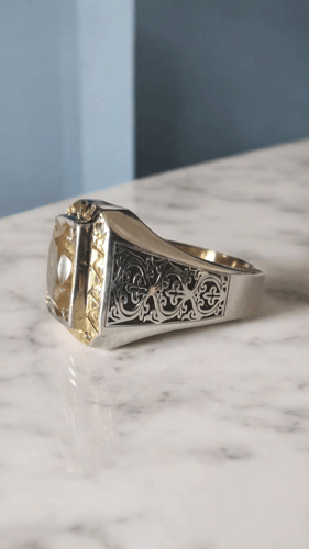 خاتم بحجر السترين مطعم بالالماس