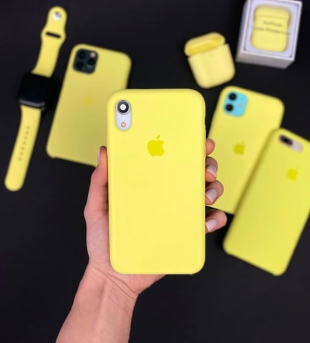 كفر ايفون 11 برو أصفر سيليكون Yellow silicone case...