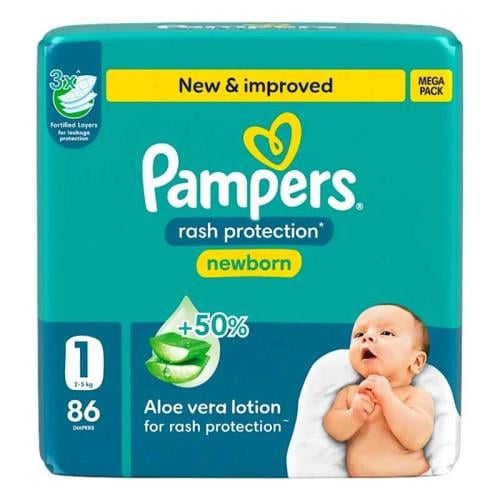 بامبرز حفاضات اطفال ميجا مقاس 1 86 حبة