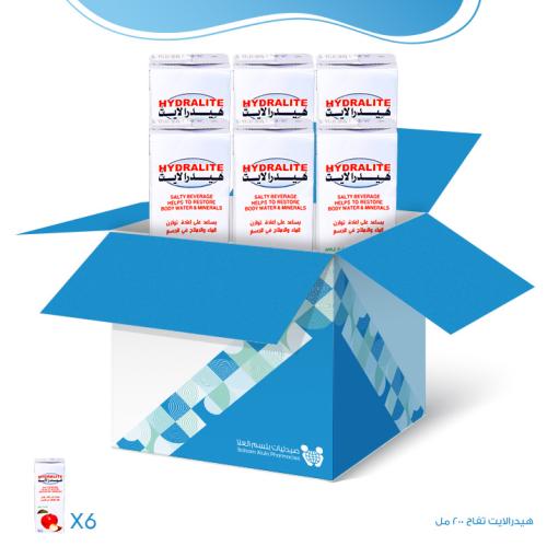 كرتون - هيدرالايت تفاح 200 مل - 6 علب