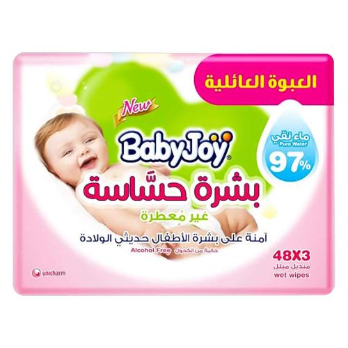 بيبي جوي مناديل اطفال العبوة العائليه 3×48 غير معط...
