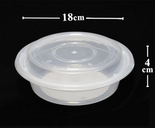 علبة طعام ميكرويف مدور شفاف 24اونص كرتون شد 150 حب...