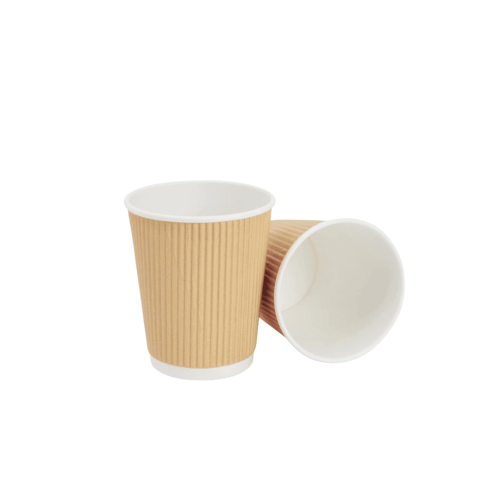 كاسات كبتشينو8 اونص مموج بنى بدون غطاء شد20*25