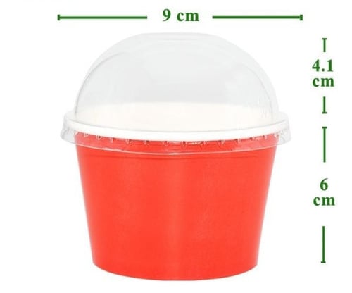 اكواب ورقيه للايسكريم ملون 8 اونص مع الغطاء كرتون...