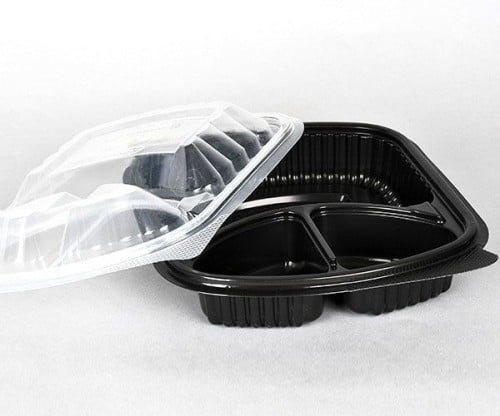 طبق مايكرويف مقسم 3 - مع الغطاء كرتون شد 250 حبة