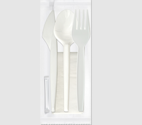مغلف 5*1 vip2 ابيض PP (ملعقة+شوكة+سكين +عود اسنان...