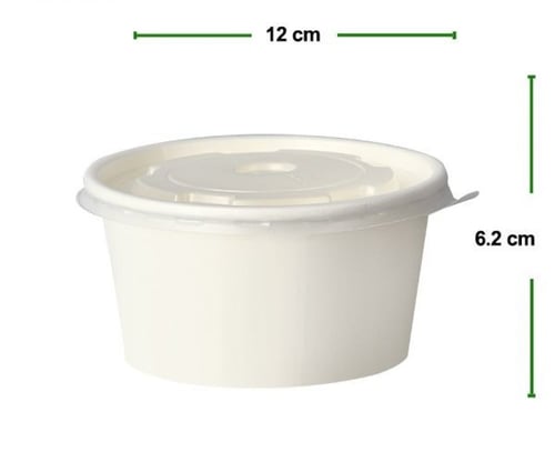 وعاء طعام ورقي دائري 16 أونص مع غطاء كرتون شد 1000...