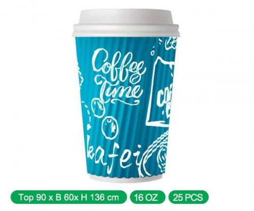 كاسات كبتشينو 16 اونص مموج مع الغطاء كرتون شد 500...