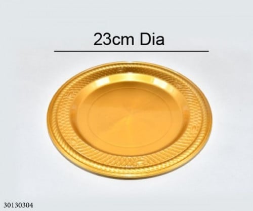 كرتون طبق حلويات دائري بلاستيك صغير ذهبي (130حبة)