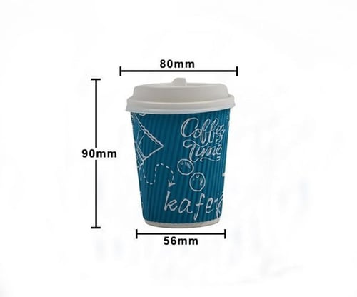 كاسات كبتشينو 8 اونص مموج مع الغطاء كرتون شد 500 ك...