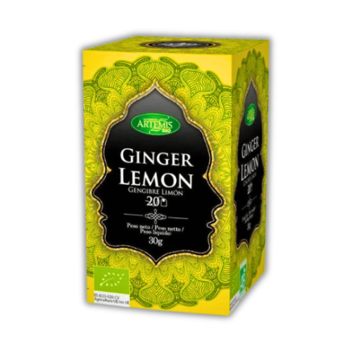 أكياس الشاي الأخضر بالزنجبيل والليمون العضوي 24جم