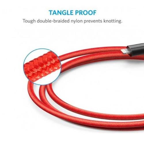 كيبل شحن أيفون بطول 1.8 متر أحمر من أنكر