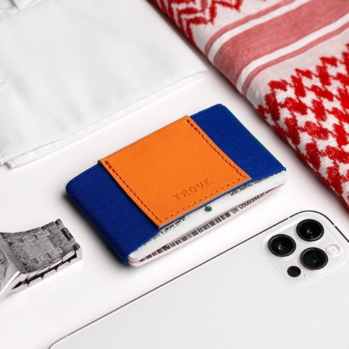 محفظة بطاقات باللون الأزرق و البرتقالي من تروف