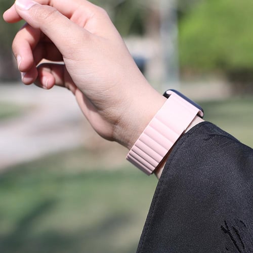 سوار ساعة ابل مغناطيس وردي مقاس 42/44 من نيتزي