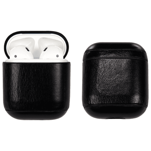 غلاف جلدي للايربودز باللون الأسود من مور بلس