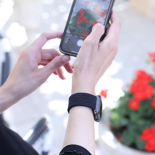 سوار ساعة ابل قماش (أسود) مقاس 42/44 من نيتزي