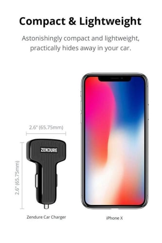 شاحن سيارة بمنفذين من زندور