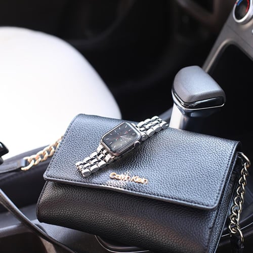 سوار ساعة ابل ستيل فضي و أسود مقاس 42/44 من نيتزي