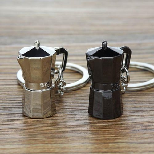 ميدالية مفاتيح صانعة قهوة الموكا باللون الأسود من...