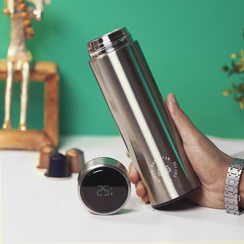 مق ذكي حافظ للحرارة والبرودة فضي بسعة 450 مل من با...