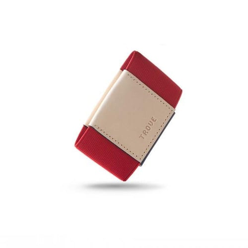 محفظة بطاقات باللون الأحمر و البيج من تروف