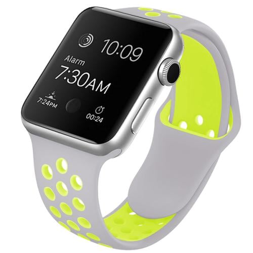 سوار ساعة ابل سيلكون رصاصي و فسفوري مقاس 38/40 من...