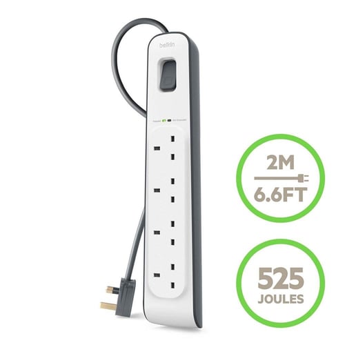 توصيلة كهرباء منزلية بـ 4 منافذ طاقة ومنفذين USB م...