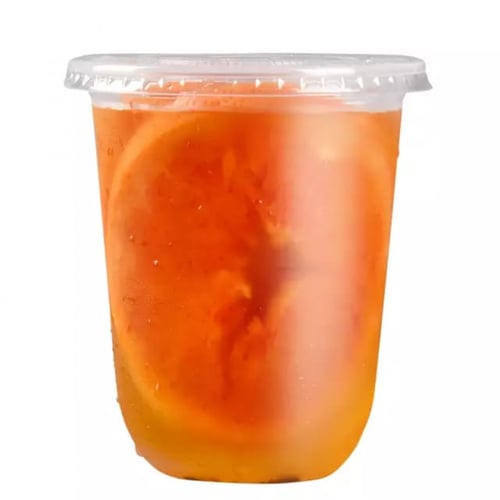 كاسات بلاستيك شفاف للعصير U بغطاء فلات 12 اونص