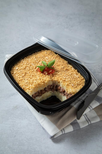 علب مايكرويف اسود غطاء PP (24 اونص)