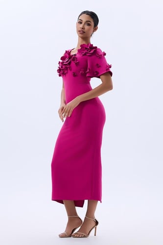 فستان كريب مع الورود