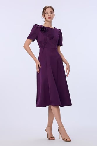 فستان كريب مع وردة