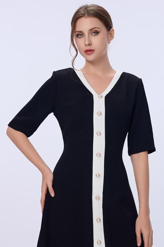 فستان كريب اسود ماكسي